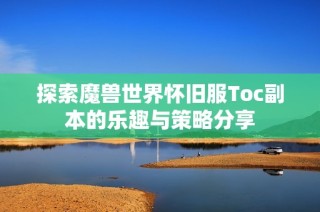 探索魔兽世界怀旧服Toc副本的乐趣与策略分享