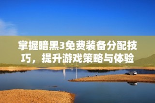 掌握暗黑3免费装备分配技巧，提升游戏策略与体验