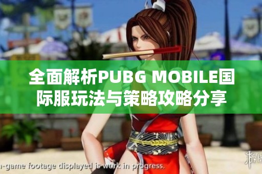 全面解析PUBG MOBILE国际服玩法与策略攻略分享
