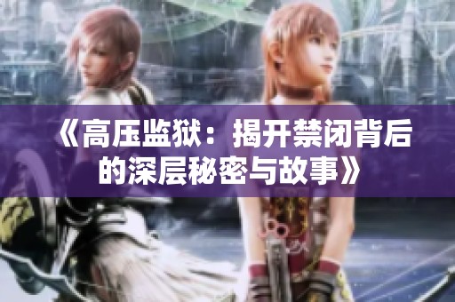 《高压监狱：揭开禁闭背后的深层秘密与故事》