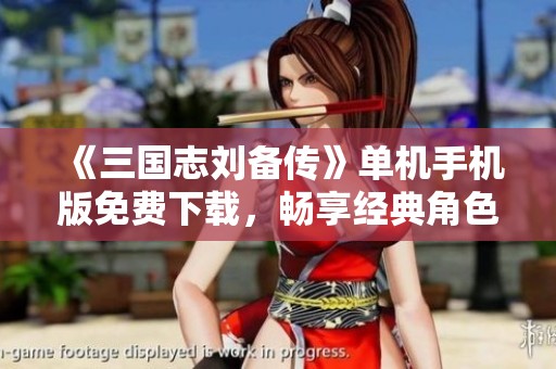 《三国志刘备传》单机手机版免费下载，畅享经典角色扮演游戏体验